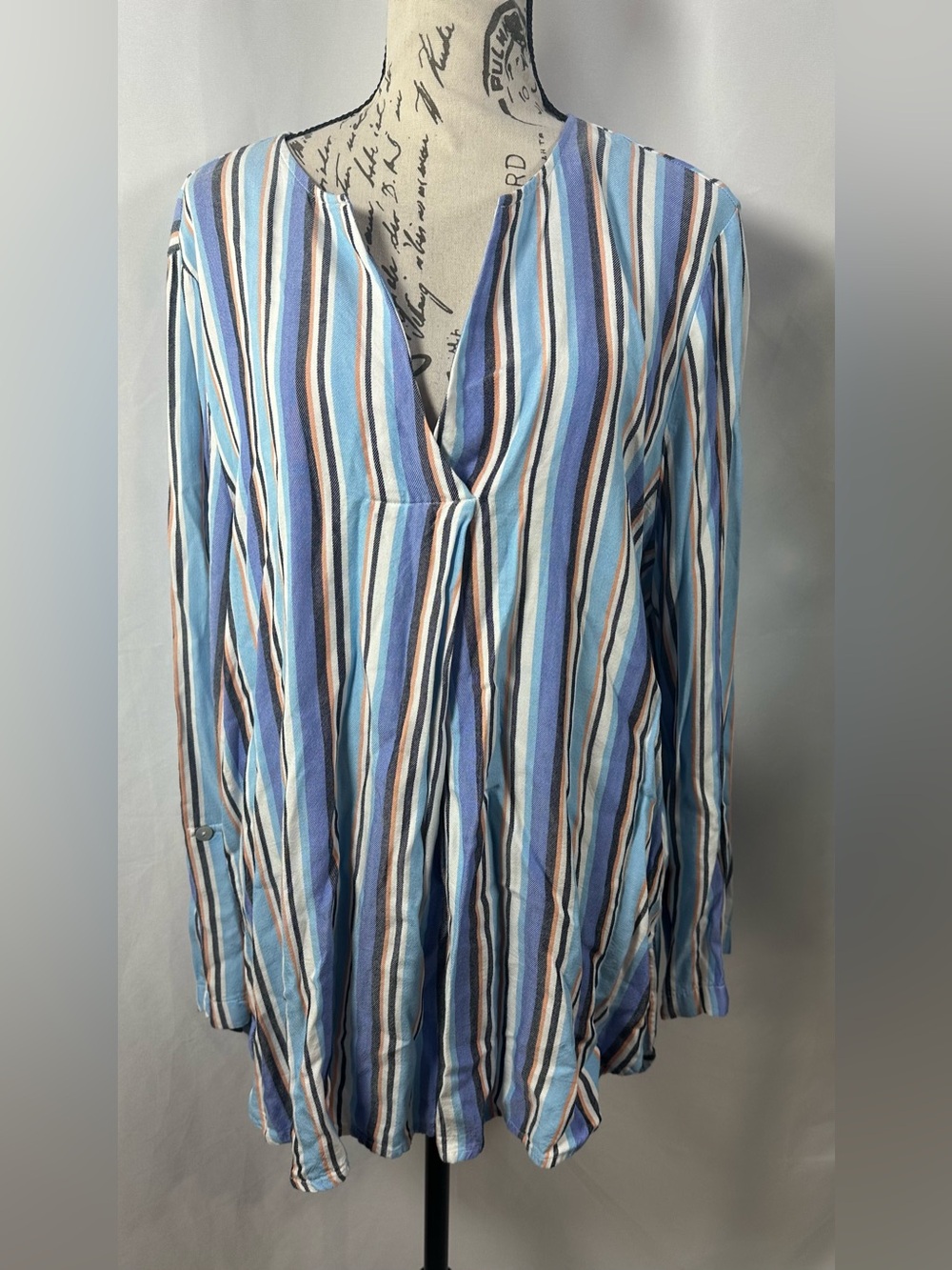 Ruby Rd. Blue Multi-Stripe V-Neck Tunic - Picture 2 of 10